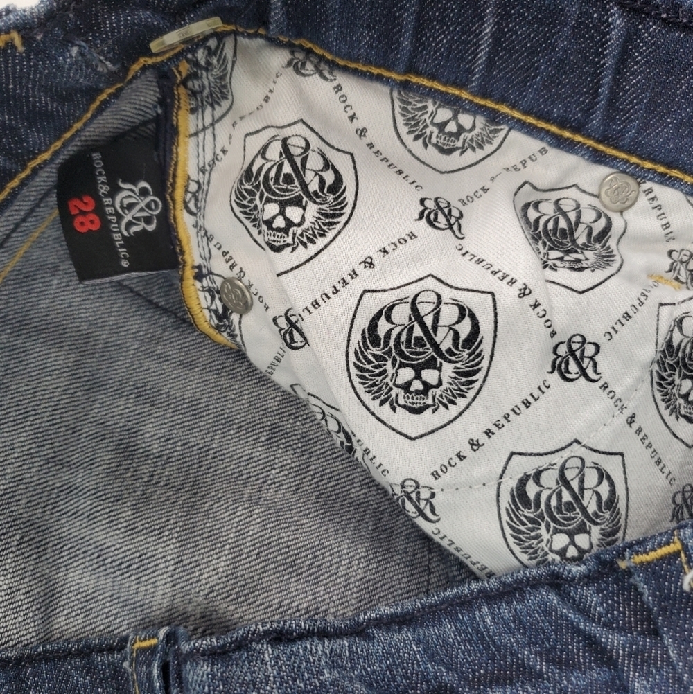 Rock and Republic Low Rise Boot Cut Blue Jeans Women's Size 28 W 32 L 32 - Picture 5 of 11